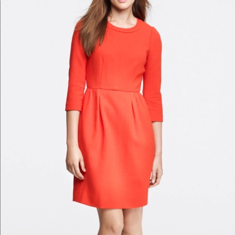JCREW Double Faced Wool TEDDIE RedOrange Dress